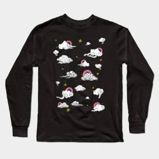 Clouds of oriental mythology with rainbow and stars Long Sleeve T-Shirt